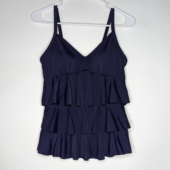 Modbod Tankini Women's Sz L Navy Blue Layered Padding Adjustable Straps Slimming - Picture 9 of 9